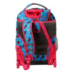 Go traveling, back to school, or to a sleepover in style, with your belongings neatly stowed in the J World Sunrise Rolling Backpack. The versatility of the Sunrise Rolling Backpack allows for it function as both carry- on luggage that will fit under the airplane seat or overhead compartment and a strapped backpack for students. It has fully functional wheels that are both soft and noiseless that allows for a controlled motion. Organize all of your belongings with a front pocket equipped with a Casual Rectangular Backpack For Overnight Trips, Educational Style Backpack For Travel, Educational Backpack For Travel, Back To School Backpack For Overnight Trips, Educational Rectangular Backpack For Travel, Adjustable Multicolor Backpack For School, Adjustable Backpack For Travel And Back To School, Adjustable Multicolor School Backpack, Casual School Backpack Luggage