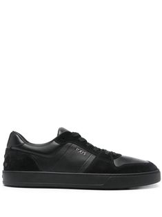 black calf leather suede panelling debossed logo to the side round toe front lace-up fastening perforated toebox branded insole flat rubber sole Black Lace-up Calf Leather Sneakers, Black Low-top Calf Leather Sneakers, Black Calf Leather Low-top Sneakers, Classic Black Calf Leather Sneakers, Classic Black Sneakers With Perforations, Classic Leather Sneakers With Studded Rubber Outsoles, Classic Leather Sneakers With Studded Outsoles, Black Calf Leather Sneakers With Branded Insole, Black Suede High-top Sneakers With Studded Outsoles