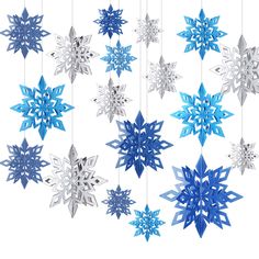 PRICES MAY VARY. What you will receive: there are 18 pieces of 3D hanging snowflake decorations in 3 colors, bright color to meet the theme of winter silver-white snowflake, color and quantity are enough to meet your various needs 
Features: 
 
Easy to use: 
Each hanging snowflake pendant comes with an almost invisible rope that can be easily hung anywhere as a Christmas decoration, simple and practical, you can fold it up or you can stretch it out and get 2 different shapes. 
 
Winter 3D snowfl Winter Wonderland-party, Winter Wonderland Party Theme, Paper Snowflakes Diy, Christmas Snowflakes Decorations, Winter Wonderland Decorations, Blue Christmas Decor, Snowflake Craft, Snowflake Garland, Winter Wonderland Theme