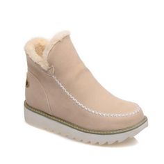 Lining Material: FurOccasion: Casual . OutdoorUpper Material: SuedeToe Type: Round ToeBoot Height: AnkleHeel Height: 1 1/6''Shoes Style: Snow BootsGender: WomenStyle: Slip-OnTheme: Winter . Spring . AutumnColor: Brown . Beige . Black Heel Boots For Women, Low Ankle Boots, Ankle Snow Boots, Warm Winter Boots, Popular Boots, Flat Heel Boots, Warm Snow Boots, Boots For Short Women, Winter Ankle Boots