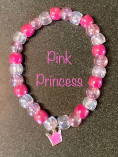 Pink Princess Bracelet by CraftingisElementary on Etsy Class Party Favors, Princess Bracelet, Valentine Day List, Pink Diy, Disney Bracelet, Princess Inspired, Princess Collection, Kids Necklace, Disney Vacation