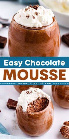 Reach for this Easy Chocolate Mousse for a smooth and rich Valentine's Day dessert recipe! Simple to prepare, make ahead, and perfect in wine glasses, goblets, or crystal ramekins. It's the best dessert recipe to impress your loved one. Try it now! French Mousse, Best Chocolate Mousse, Easy Chocolate Mousse Recipe, Sugar Spun Run, Easy Chocolate Mousse, Mom On Timeout, Chocolate Mousse Recipe, Cooking Chocolate, Best Baking Recipes