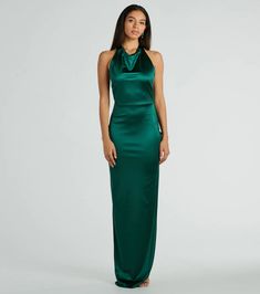 Feel classy and elegant in the Melina halter satin formal dress as a stunning bridesmaid or wedding guest! Made from luxurious satin fabric lined with knit for ultimate comfort and chicness. Her cowl halter neckline and tie straps add sophisticated style, while the slim-fit silhouette flatters your figure. Orange Homecoming Dresses, Backless Dress Short, Purple Homecoming Dress, Green Homecoming Dresses, Winter Wedding Guest Dress, Satin Formal Dress, White Homecoming Dresses, Lace Dress Styles, Homecoming Outfits