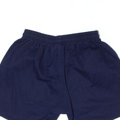 Item is in good used condition. > Size: S > Waist Size: 24" > Inside Leg: 4" > Rise: 11" > Hem: 11" Navy Cotton Shorts With Short Leg, Navy Cotton Bottoms With Built-in Shorts, Navy Cotton Athletic Shorts, Navy Shorts With Pockets, Navy Short Length Swim Trunks, Navy Cotton Bottoms For School, Navy Cotton School Bottoms, Blue Bermuda Bottoms With Elastic Waistband, Blue Shorts For School In Summer