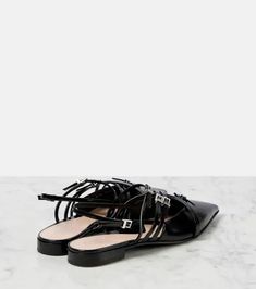 Gucci Seraphine Patent Leather Ballet Flats - Black | Editorialist Gucci Flat Shoes, Gucci Flats, Patent Leather Ballet Flats, Slingback Flats, Brown Flats, Black Ballet Flats, Leather Ballet Flats, White Flats, Shoe Box