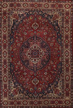 A Beautiful Genuine Iran ( Persia ) Tabriz (Signed) rug is Hand Knotted by skillful weavers in Iran ( Persia ) with 100% Wool Material. This rug is in Very Good ( Low Pile ) condition. dimensions are 12' 10'' X 9' 7'' in foot and  391 X 292 in centimeter. the primary color is Red.   Our Used Hand-Knotted Rugs are Professionally Washed & Cleaned.   This rug comes with free shipping and 30 days return for full refund with no question asked.   At Rugsource we offer 100% Satisfaction guaranteed Large Area Rug, Tabriz Rug, Persian Area Rugs, Large Area Rugs, Rug Styles, Persian Rug, Hand Knotted Rugs, Beautiful Rug, Handmade Rug