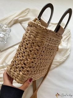 Bird in Bag - Solid Color Woven Straw Tote Bag Straw Tote Bag, Straw Tote, Bird In Bag, Bag Bag, Straw Bag, Straw, Solid Color, Tote Bag, Pattern