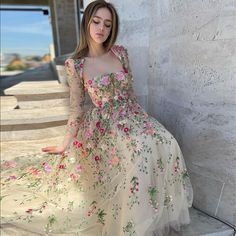 Garden Embroidery Short Evening Dress with Jacket Ankle Length Midi Formal Party Gowns for Women Wedding Guest – DreamyVow Spring Floral Embellished Ball Gown Evening Dress, Spring Evening Gown With Floral Embroidery, Spring Ball Gown With Floral Applique, Floor-length Floral Embroidery Prom Dresses, Floral Embroidered Evening Dress For Wedding, Spring Floral Applique Ball Gown, Floral Embroidered Dresses For Wedding And Prom, Floral Embroidery Dresses For Wedding And Prom Season, Spring Gown With Floral Applique And Fitted Bodice