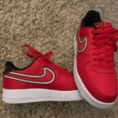 Nib- Nike Air Force 1 Red/Black “New. Never Worn” Nike Air Force 1 Red, Nike Airforce1, Shoes Nike, Nike Air Force 1, Air Force 1, Nike Air Force, Black Nikes, New Black, Nike Men