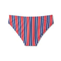 Add eye-catching stripes to your swimwear with this Striped Hipster Bikini Bottom from Kona Sol™. This hipster bikini bottom with a classic silhouette showcases blue, red and white vertical striped print. The soft, stretchy fabric provides comfortable movement, and the fully-lined opaque construction offers plenty of coverage for confident wear. Pair with a matching bikini top for a coordinated set or with other swim tops for an endless array of styling options. Kona Sol™: Made for your day in t Hipster Pants, Flexible Stretches, Cute Bikinis, Vertical Stripes, Matching Top, Classic Silhouette, Swimwear Fashion, Stretchy Fabric, Fitness Fashion