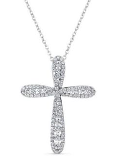 18kt White Gold Diamond Cross Pendant (1.25 ctw) Cross-shaped Diamond Necklace With Single Cut Diamonds, Classic Diamond Pendant Cross Necklace, Diamond Cross Necklace With Prong Setting, Diamond White Brilliant Cut Cross Pendant Necklace, Classic Diamond Cross Necklace For Formal Occasions, White Cubic Zirconia Crucifix Jewelry, Formal Vvs Clarity Diamond Cross Pendant Necklace, Diamond White Cross Pendant Necklace With Prong Setting, Classic Diamond Necklace With Brilliant Cut Cross Pendant