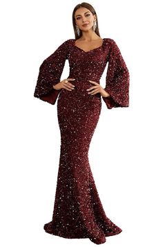 Sheri Long Sleeve Sequin Gown-product-main_image Medieval Costume Women, Classic Elegant Style, Sequin Evening Dress, Gown For Women, Formal Cocktail Dress, Dress Women Elegant, Evening Dress Fashion, Maxi Dress Prom, Long Sleeve Sequin