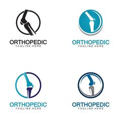 four different logos for orthopedic, including one with a knee and the other with