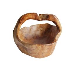 a wooden bowl is shown on a white background