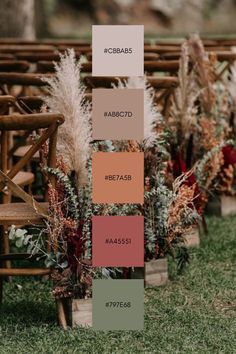 wedding color palettes for the bride and groom to choose from in their ceremony colors