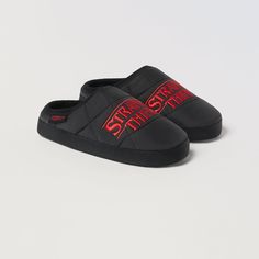 Zara Stranger Things Tm Netflix Slippers Black Synthetic Slippers With Rubber Sole, Casual Non-slip Slippers For Streetwear, Casual Black Non-slip Slippers, Black Closed Toe Synthetic Slippers, Black Casual Slip-on Slippers, Casual Black Slip-on Slippers, Black Non-slip Slippers With Round Toe, Black Non-slip Round Toe Slippers, Black Sporty Synthetic Slippers