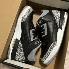 6.5y Jordan 3 Retro Black Cement (2018) Worn 3x Like New Jordan 3 Retro, Shoes Jordan, Black Cement, Jordan Black, Jordan 3, Jordans For Men, Jordan Shoes, Cement, New Color