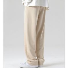 Summer Solid Color Casual Wide Leg Sweatpants Fabric: 50% Cotton+50% Polyester Size: M, L, XL, 2XL, 2XL Multiple Color Selections: Khaki, Gray  Season: Spring, Fall, Summer Casual Solid Dress Pants For Winter, Casual Full-length Solid Color Dress Pants, Casual Full-length Solid Dress Pants, Casual Full Length Solid Color Dress Pants, Casual Full Length Solid Dress Pants, Baggy Solid Ankle-length Dress Pants, Baggy Beige Pants With Solid Color, Beige Baggy Pants With Solid Color, Casual White Dress Pants With Pockets