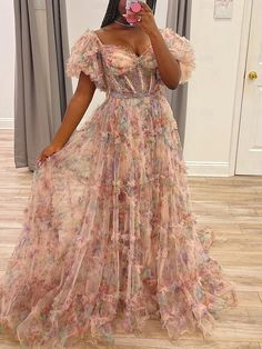 Bridal Shower Dresses For Bridesmaid, Floral Wedding Outfit Guest, Wildflower Dress Bridesmaid, Formal Flower Dress, Bridgerton Bridal Shower Ideas Outfits, 2025 Prom Dresses, Bridal Shower Dresses For Guest, Quinceañera Guest Outfit, Bridal Guest Dresses