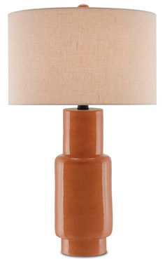 Currey and Company - 6000-0192 - One Light Table Lamp - Janeen - Orange/Satin Black Terracotta Lamp, Orange Table Lamps, Orange Lamps, Buffet Table Lamps, Orange Table, Orange Satin, Cfl Bulbs, Contemporary Table Lamps, White Lamp