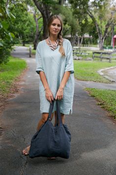 Boho clothing for women - 100% European flax - pre-washed/pre-shrunk - medium weight linen - soft and comfortable - great texture and lovely wrinkles Bohemian Linen Tunic Dress, Linen Beach Dress With 3/4 Sleeves, Spring Bohemian Linen Dress With Pockets, Bohemian Linen Dresses With Pockets, Linen Apron Pinafore, Japanese Style Apron, Linen Dresses For Women, Linen Sleepwear, Bella Dresses