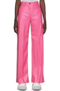 Pink Pleated Faux-Leather Pants by MSGM on Sale Chic Pink Leather Pants, Chic Pink Leather Pants For Party, Chic Pink Leather Pants For Spring, Faux Leather Pants, Dream Wardrobe, Leather Pants, Faux Leather, Wardrobe, Pants