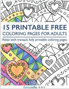 an adult coloring book with the title, 15 printable free coloring pages for adults