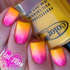 @NailBliss - gorgeous sunset gradient mani Ombre Neon Nails Summer, Sunset Gradient, Aurora Nails, Nail Board, Pretty Nail Polish, Fingernail Designs, Ombre Nail, Pointed Nails, Nail Beauty