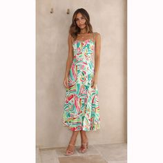 F00179516-205 Live Life In Full Bloom, Casual Evening, Split Dress, Styl Boho, Swimsuit Dress, Green Midi Dress, In Full Bloom, Vacation Dresses, Blue Midi Dress