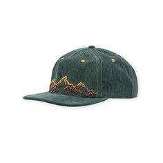 Introducing the Carlton, a low-profile ball cap that redefines casual elegance with a flat brim and embroidered mountain graphic on the front panel. Crafted from corduroy and organic cotton, this hat not only offers a stylish edge but also reflects a commitment to sustainability. The adjustable back closure ensures a personalized fit, making the Carlton Cap a versatile accessory that effortlessly combines fashion and eco-conscious choices. Low-profile ball cap with flat brim Embroidered mountain Mountain Graphic, Funky Hats, Flat Brim Hat, Metal Slide, Cool Outfits For Men, Granola Girl, Eco Conscious, Summer Hats, Casual Elegance