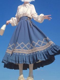 ❤Pointed collar ruffle blouse + lace-up ruffle skirt❤ Frilled Skirt, Clothing Design Sketches, Old Fashion Dresses, Really Cute Outfits, Fancy Outfits, Fantasy Clothing, Fantasy Fashion, Character Outfits, Fesyen Wanita