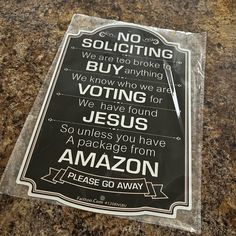 No Soliciting Sign - Funny Brand New In Packaging Funny No Soliciting Sign, Outer Space Posters, Circus Illustration, No Soliciting Sign, Marilyn Monroe Poster, Home Alone Movie, Beach Themed Crafts, No Soliciting Signs, No Soliciting