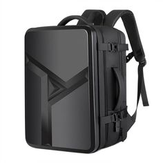 an image of a black backpack on white background