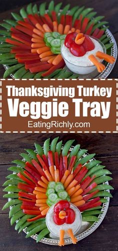 thanksgiving turkey veggie tray with carrots and celery