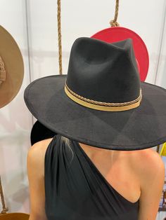 Ok, we're freaking out! The Joshua Hat is our newest favvvvv. It's everything a girl could dream of in a hat. Incredible quality, a pointed rancher crown, super structured, and an elastic inner-band. Black is always in style and you'll be in love. The elegant crown is stiffened and shaped into a clean and ridged design, finished with a braided trim. It's timeless, will last forever, and adds the perfect touch of coolness to any look. -Rancher style hat with some edge -Incredible quality -Brim is Black Spring Hat With Flat Crown, Black Flat Crown Hat For Spring, Fall Costume Hats With Curved Brim, Country Style Black Felt Hat For Festivals, Black Country Style Hat For Festivals, Country Style Black Hat For Festival, Wide Brim Black Felt Hat For Western-themed Events, Black Wide Brim Felt Hat For Western-themed Events, Black Wide Brim Felt Hat For Festival