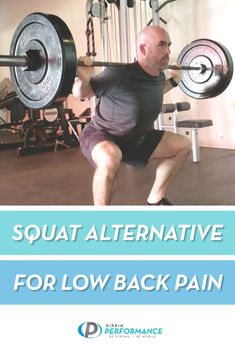 There’s nothing like throwing a bunch of weight on the bar and challenging your true strength with squats, but what if you’re struggling with lower back pain?  I’ve personally been there and know exactly what you’re going through, which is why I’ve put together this coaching on the best squat alternative for low back pain. | Squat Alternative For Bad Back | Squat Alternatives | Barbell Squat Alternative | Low Back Pain Relief | Sports Performance Training, Home Strength Training