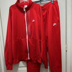 Nike Sportswear Nsw N98 Tribute Tracksuit Jacket Joggers Sweatsuit Warmup Suit Heritage Sweatshirt Sweatpants. The Pants Are Nwot & Jacket Is Euc 9/10, No Rips Holes Tares Snags Pulls Stains. Red Sportswear Tracksuit For Loungewear, Red Tracksuit For Loungewear, Casual Red Tracksuit For Jogging, Red Long Sleeve Tracksuit Athleisure, Red Sportswear Tracksuit For Jogging, Red Tracksuit For Jogging, Red Sports Tracksuit, Sporty Red Tracksuit For Winter, Sporty Red Winter Tracksuit