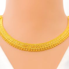 Reflective Bright Artistic 22k Gold Necklace Set Festive Yellow Gold-plated Necklaces, Yellow Round Temple Jewelry Necklace, Yellow Necklace For Formal Festive Occasions, Yellow Necklace For Festive Formal Occasions, Festive Yellow Necklace For Formal Occasions, Yellow Formal Necklace For Festive Occasions, Yellow Festive Formal Necklace, Gold-plated Yellow Necklaces With Intricate Design, Yellow Gold Plated Necklaces With Intricate Design