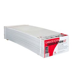 the garage door insulation kit is packed in a white cardboard box and ready for installation