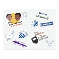 various stickers on a white background with the words that say, you and i learned