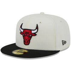 the chicago bulls new era 59fifty fitted - back hat is white and black