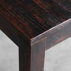 a close up of a wooden table with no one on it's legs or feet