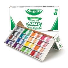 the crayola marker markers are in a box with different colors and sizes on it