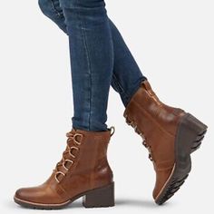 Sorel Cate Lace Up Boot New In Box! Business Casual Boots, Sorel Booties, Winter Business Casual, Lace Booties, Cozy Boots, Chunky Heel Ankle Boots, Suede Chelsea Boots, Sorel Womens, Pull On Boots