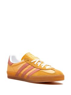 Adidas Gazelle Indoor Sneakers - Farfetch Yellow Adidas Lace-up Sneakers, Orange High-top Sports Sneakers With Gum Sole, Orange High-top Sneakers With Gum Sole For Sports, Sporty Orange High-top Sneakers With Gum Sole, Adidas Sporty Sneakers With Rubber Sole, Orange Adidas Sneakers For Streetwear, Orange Adidas Logo Sneakers For Streetwear, Adidas Athleisure Sneakers With Rubber Sole, Adidas Lace-up Sneakers With Rubber Sole