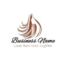 a woman's head with long hair and the words, business name your business tagline