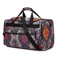 Boho Weekender Bag Canvas Travel Duffel Casual Rectangular Travel Shoulder Bag, Casual Rectangular Gym Bag With Zipper Closure, Casual Rectangular Shoulder Bag For Travel, Summer Vacation Bag With Zipper Closure, Casual Beach Bag With Zipper For Vacation, Versatile Rectangular Bag For Beach Season, Large Capacity Tote Luggage For Trips, Casual Beach Bag With Zipper For Travel, Casual Beach Bag With Zipper Closure For Travel