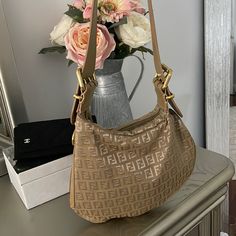 Like New Beautiful Fendi Purse Fendi Purse, Fendi Purses, Gold Cream, Cream And Gold, Mini Bags, Mini Bag, Fendi, Bag Lady, Like New