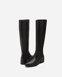 Black Flat Knee Boots, Flat Black Knee High Boots, Black Boots Flat, Black Boots Long, Flat Knee Boots, Narrow Calf Boots, Flat Riding Boots, Knee Boots Flat, Black Flat Boots