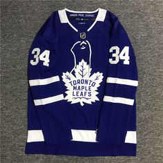 the toronto maple leafs hockey jersey is displayed